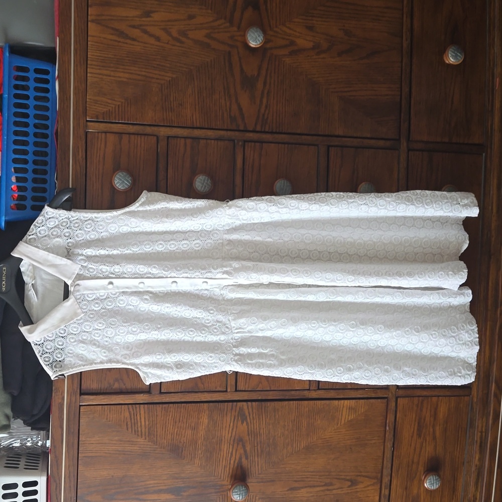 Calvin Klein Shirt dress with lace cotton lace front. Women size 12